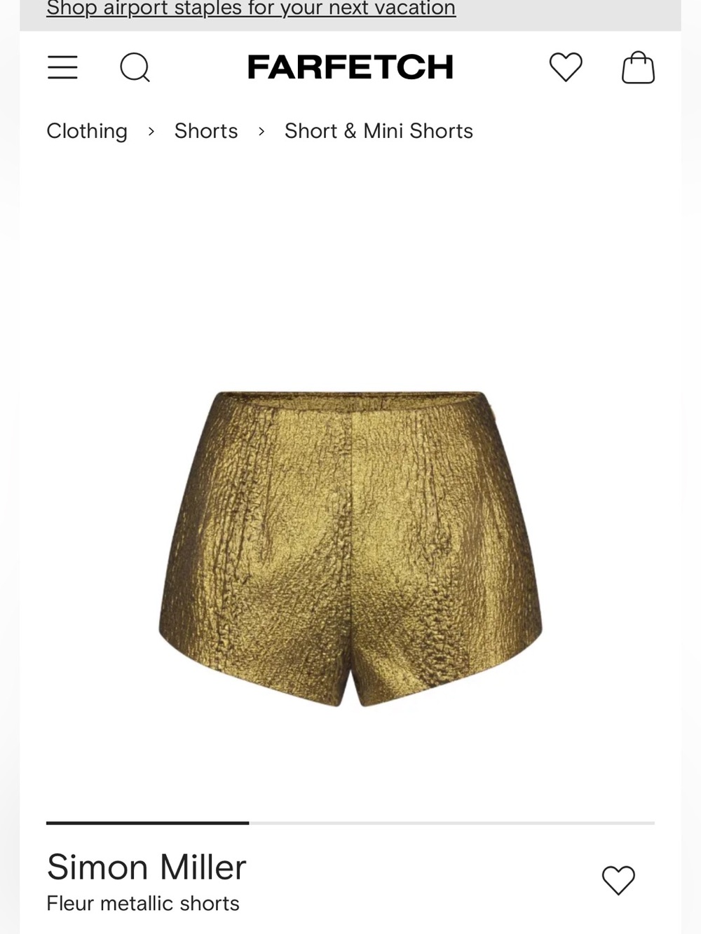 BNWT Simon Miller Fleur Metallic shorts